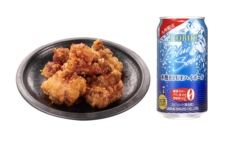 イカ軟骨唐揚げ＋木挽きブルーハイボールセットの写真